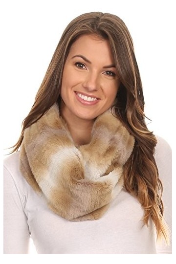 Sakkas 16110 - Rhie long léger en fausse fourrure de couleur Ombre chaud Infinity Scarf souple - Kaki - OS