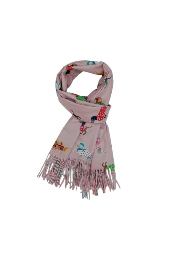 Purple Possum UK® Teckel Écharpe pour chien Motif saucisse, vieux rose, L