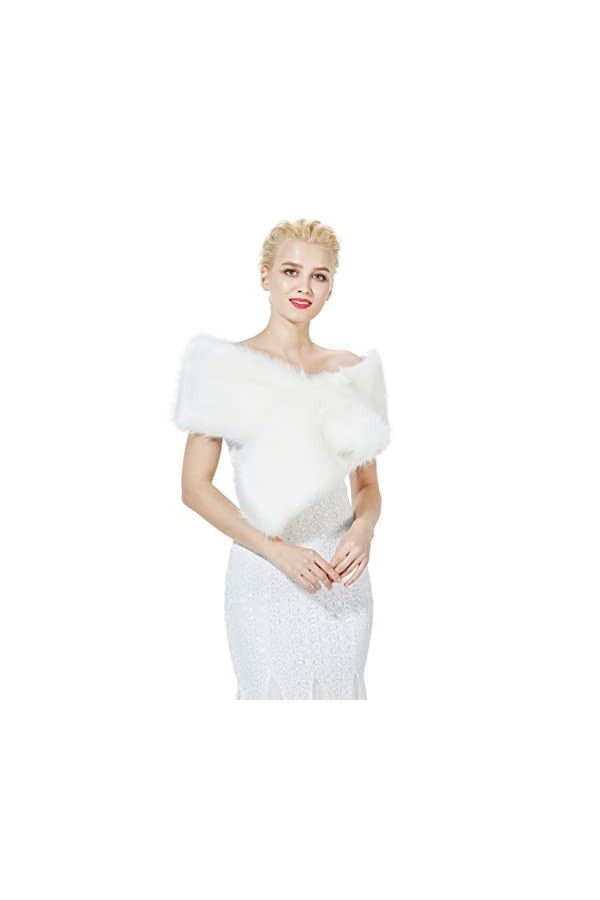 BEAUTELICATE Châle Étole Fourrure De Femme Mariage Hiver Écharpe Cape Sur Robe de Soirée Mariée Demoiselle dhonneur 1920s Ga