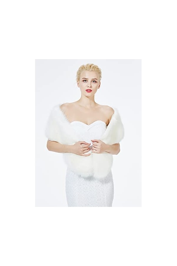 BEAUTELICATE Châle Étole Fourrure De Femme Mariage Hiver Écharpe Cape Sur Robe de Soirée Mariée Demoiselle dhonneur 1920s Ga