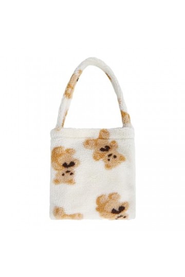 Fadcaer Sac à Bandoulière en Peluche pour Femme Floue Dessin Animé Ours Imprimé Sac à Main en Peluche Sac Moelleux pour Laut