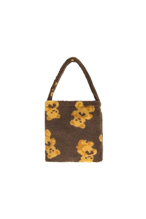 Fadcaer Sac à Bandoulière en Peluche pour Femme Floue Dessin Animé Ours Imprimé Sac à Main en Peluche Sac Moelleux pour Laut