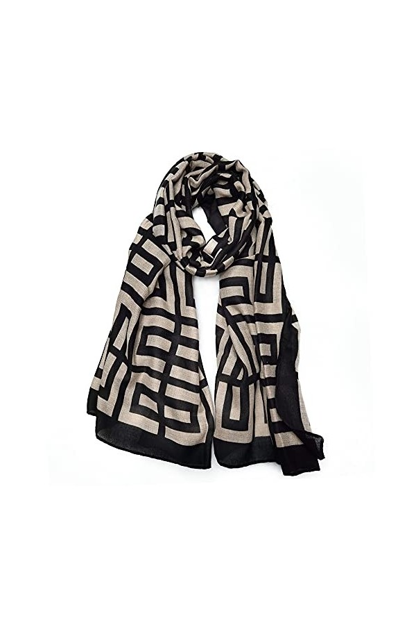 FINIZO Écharpe pour femme légère et douce pour toutes les saisons - noir - taille unique