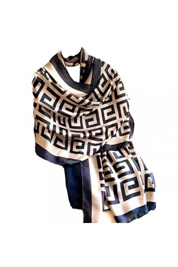 LA FERANI - Écharpe en soie beige 180 x 90 cm légèrement douce avec aspect tissu de soie pour femme, beige