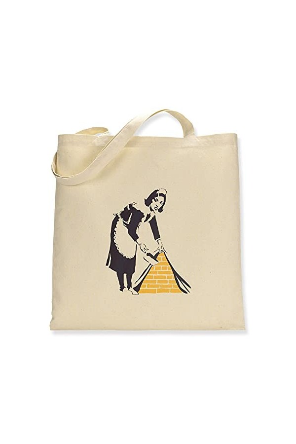 Simply Wallart Banksy Sweep it Under the Carpet Sac fourre-tout en toile, Simple face, Taille unique