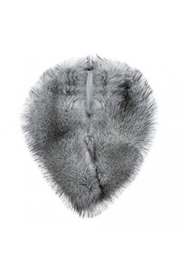 Futrzane Echarpe Fausse Fourrure de Renard Dames Châle Col en Fourrure d’hiver Brun avec Blanc 