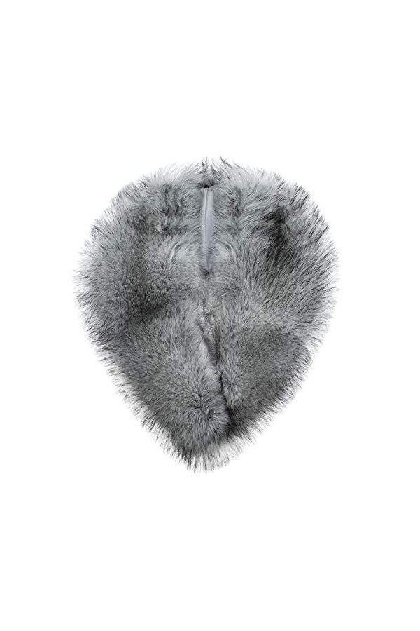 Futrzane Echarpe Fausse Fourrure de Renard Dames Châle Col en Fourrure d’hiver Brun avec Blanc