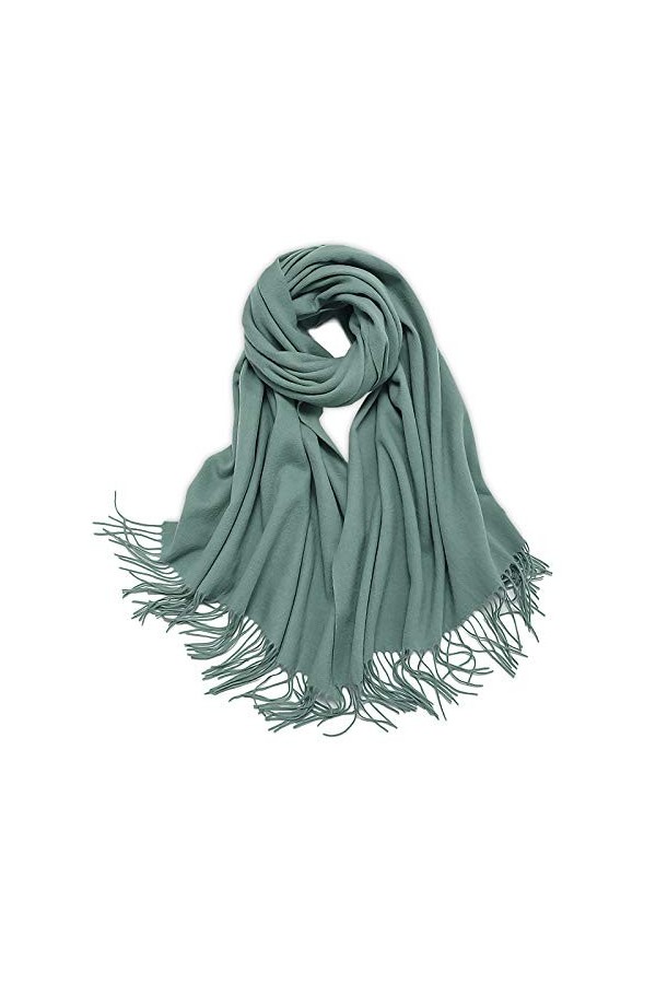 LumiSyne Hiver Senior Écharpe En Cachemire Couleur Unie Pour Femme Chaud Pashmina Foulards Frange Laine Douce Longue Épaissie