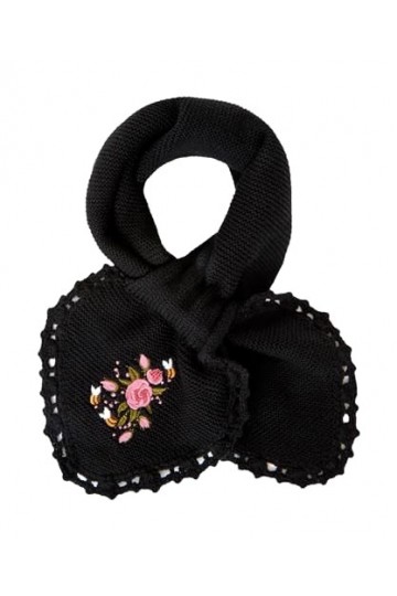Joe Browns Écharpe Vintage brodée Florale en Crochet Temps Froid, Noir/Multicolore, Taille Unique Femme