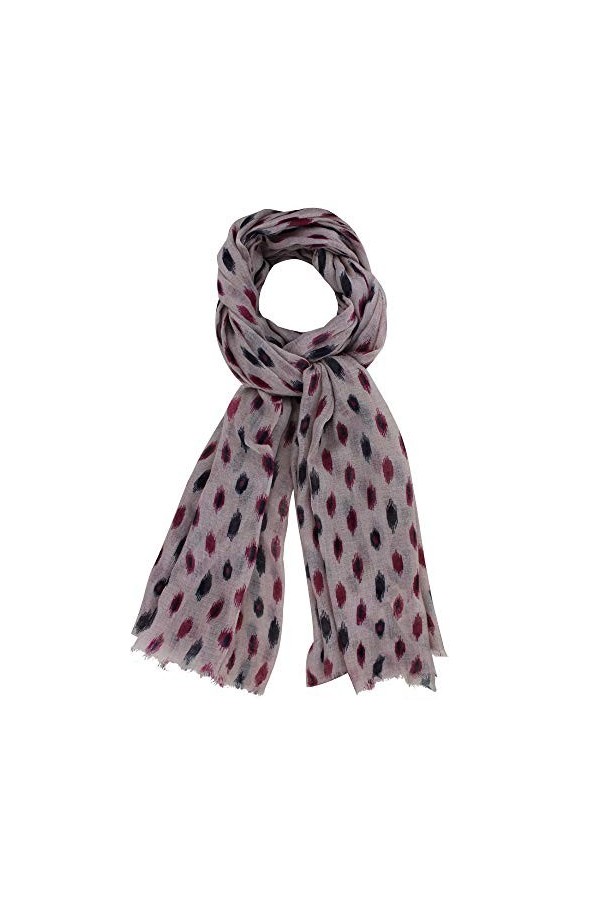 LES POULETTES - Echarpe Cachemire et Modal Vieux Rose Point Fuchsia et Bleu Marine