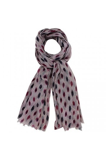 LES POULETTES - Echarpe Cachemire et Modal Vieux Rose Point Fuchsia et Bleu Marine