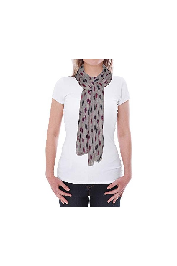 LES POULETTES - Echarpe Cachemire et Modal Vieux Rose Point Fuchsia et Bleu Marine