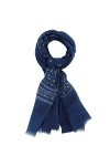 LES POULETTES - Echarpe Cachemire Et Modal Motifs Triangles Bleu