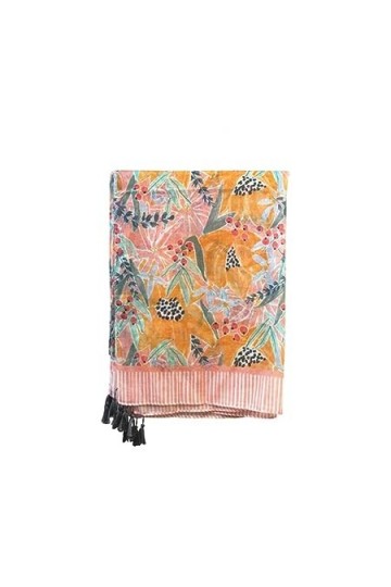 House of Disaster Foulard pour femmes Eden Stola Echarpe Elégante Légère avec un motif floral et des pompons Roses dans un jo