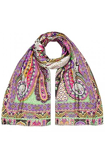 Maharanis Écharpe en soie 100 % soie - Motifs mélangés - Couleurs pastel - 70 x 180 cm