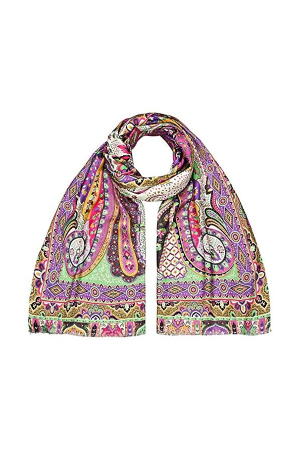 Maharanis Écharpe en soie 100 % soie - Motifs mélangés - Couleurs pastel - 70 x 180 cm