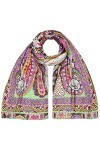 Maharanis Écharpe en soie 100 % soie - Motifs mélangés - Couleurs pastel - 70 x 180 cm