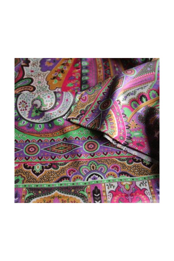 Maharanis Écharpe en soie 100 % soie - Motifs mélangés - Couleurs pastel - 70 x 180 cm