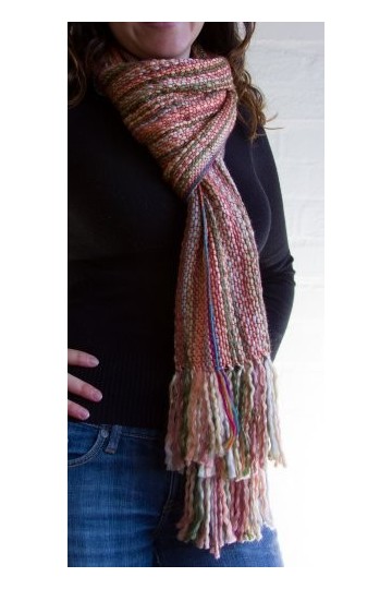 Tumia LAC Echarpe rayée de luxe extra longue, épaisse - Faite à la main et bien chaude - Tonalités Rose/Pastel