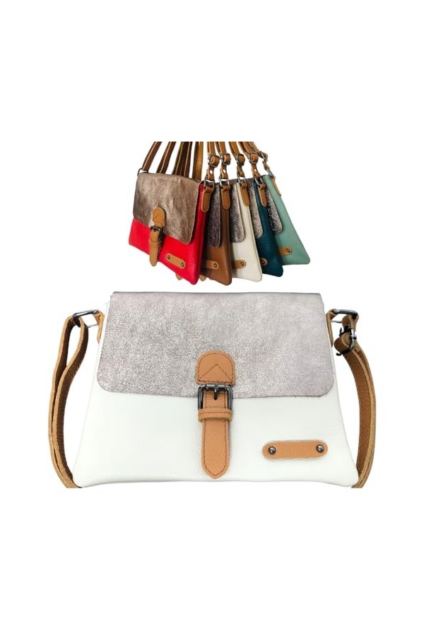 Sac en cuir italien avec rabat brillant | Sac à bandoulière femme | Sac en cuir décontracté | Sac messager | Sac vintage | Ba