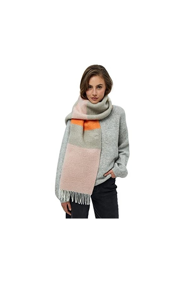 Minus Femme Lakira Striped Scarf 2 Écharpe rayée, 9477 Wood smoke striped, Taille unique EU