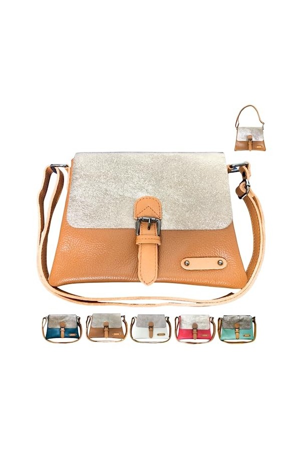 Sac en cuir italien avec rabat brillant | Sac à bandoulière femme | Sac en cuir décontracté | Sac messager | Sac vintage | Ba