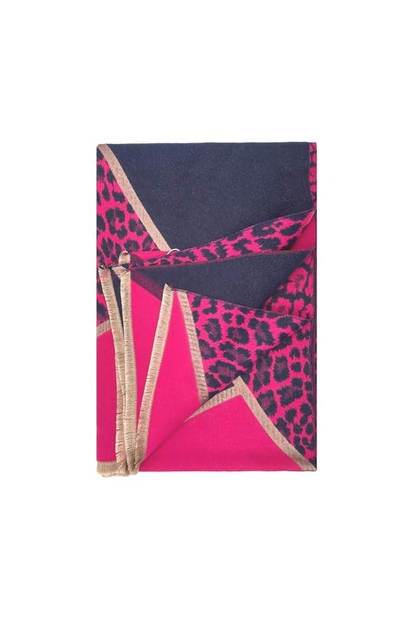 Purple Possum® Écharpe pour femme Motif léopard, Rose et bleu marine, L