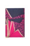 Purple Possum® Écharpe pour femme Motif léopard, Rose et bleu marine, L