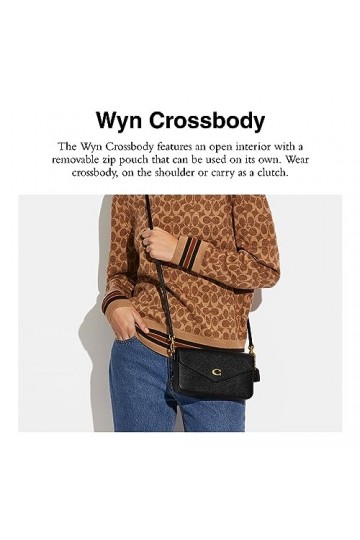 COACH Crossbody Wyn en cuir grainé Noir Taille unique, noir, taille unique
