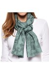 LES POULETTES - Echarpe 100% Laine Motifs Cachemire Vert De Gris