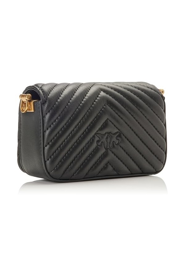 Pinko Sheep, Love Click Micro Mouton Nappa C Femme, Z99Q_Nero-Antique Gold