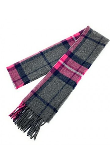 Highland Tweed Écharpe unisexe en pure laine dagneau à carreaux rose et gris – Fabriquée en Écosse, multicolore, 168cm x 28c