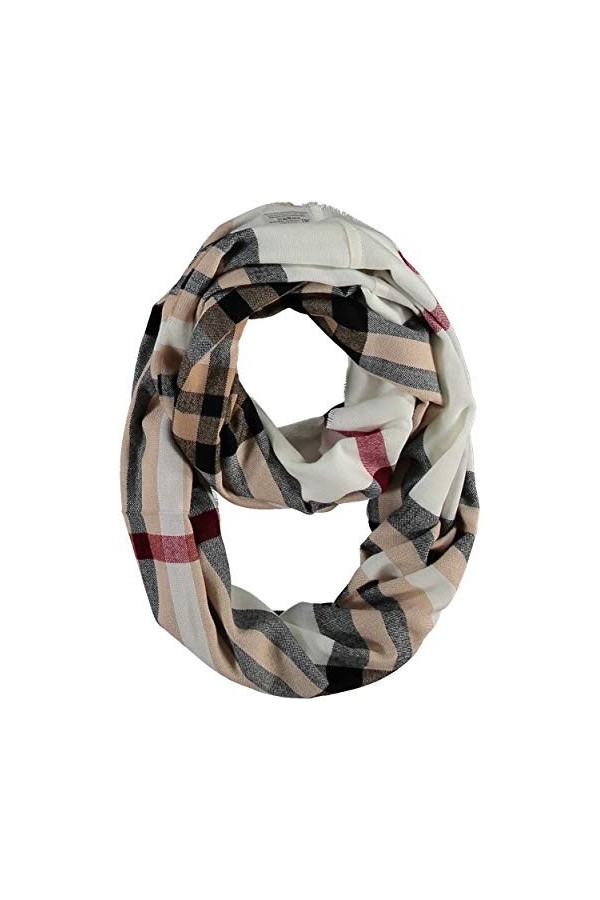 FRAAS Echarpe Loop 60 x 78 cm - Made in Germany - Echarpe tubulaire à carreaux pour femmes - Polyacrylique