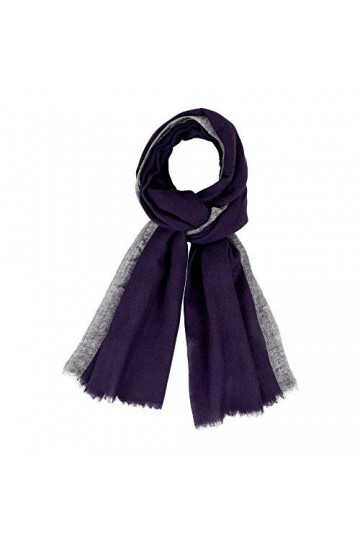 LES POULETTES - Echarpe 100% Laine Bleu Navy Bordure Lurex Argent