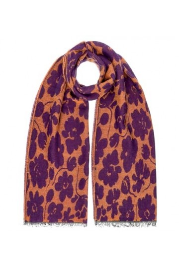 HAT YOU Écharpe en modal pour femme avec motif floral, Violet, taille unique