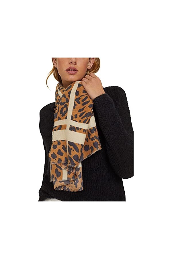 ESPRIT 991CA1Q305 Écharpe Tendance, 255/BARK, 1SIZE Femme