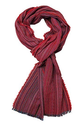 Rotfuchs Écharpe en coton pour homme et femme Rouge à rayures multicolores 190 x 50 cm Fabriqué en Allemagne