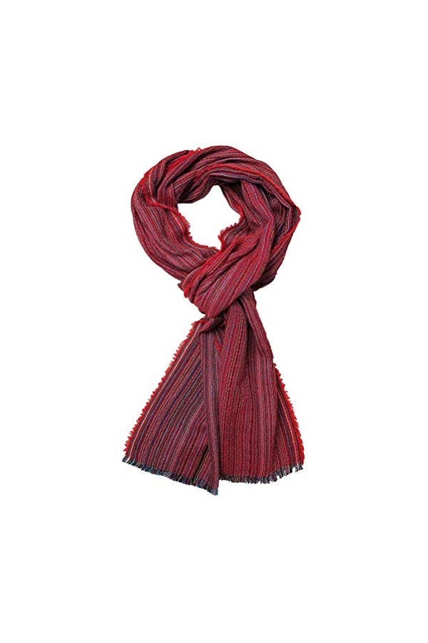 Rotfuchs Écharpe en coton pour homme et femme Rouge à rayures multicolores 190 x 50 cm Fabriqué en Allemagne