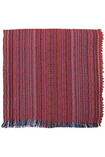 Rotfuchs Écharpe en coton pour homme et femme Rouge à rayures multicolores 190 x 50 cm Fabriqué en Allemagne