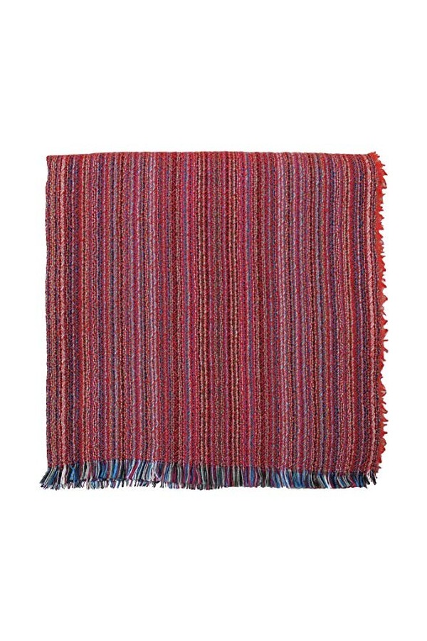 Rotfuchs Écharpe en coton pour homme et femme Rouge à rayures multicolores 190 x 50 cm Fabriqué en Allemagne