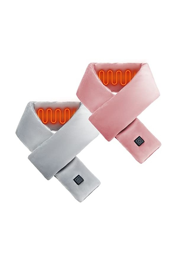 SATINIOR 2 Jeux USB Écharpes de Cou Unisexes USB Écharpe Chauffante Réchauffeur de Cou Électrique à Température Contrôlée Éch