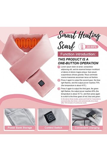 SATINIOR 2 Jeux USB Écharpes de Cou Unisexes USB Écharpe Chauffante Réchauffeur de Cou Électrique à Température Contrôlée Éch