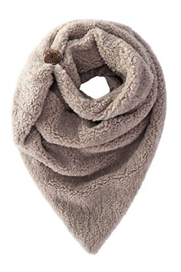 Ever Bloom Écharpe dhiver triangle pour femme chaude et épaisse avec bouton, couleur unie, kaki, One Size