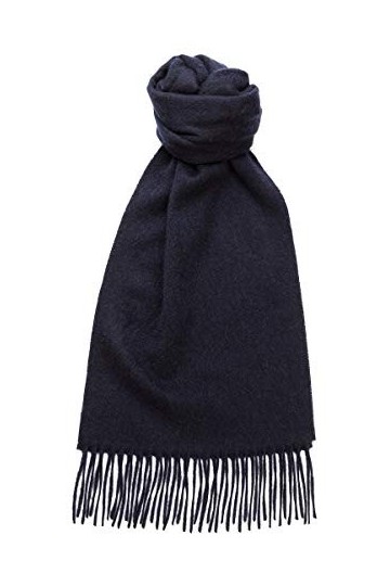 Glen Isla Écharpe 100 % laine dagneau - Bleu marine uni - Fabriqué en Grande-Bretagne, bleu marine, 165cm x 25cm