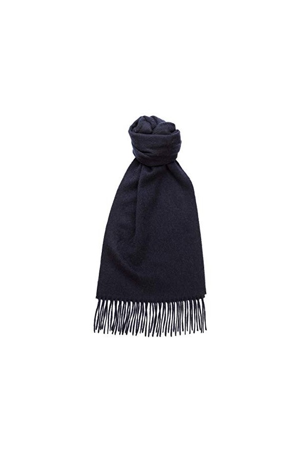 Glen Isla Écharpe 100 % laine dagneau - Bleu marine uni - Fabriqué en Grande-Bretagne, bleu marine, 165cm x 25cm