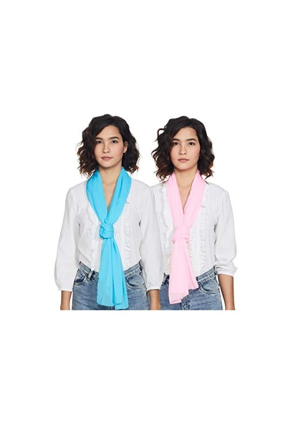 Stylore Écharpe en mousseline de soie légère et douce pour toutes les saisons, 6 pièces : noir, blanc, gris, rouge, jaune, ve