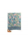 House of Disaster Foulard pour femmes Eden Stola Echarpe Elégante Légère avec un motif floral et des pompons Bleus dans un jo