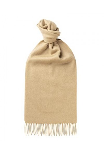 Glen Isla Écharpe 100 % laine dagneau - Beige camel uni - Fabriqué en Grande-Bretagne, Beige camel., 165cm x 25cm