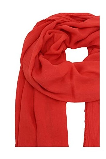 Leslii Écharpe fine légère en bambou uni, rouge, 181cm x 47cm