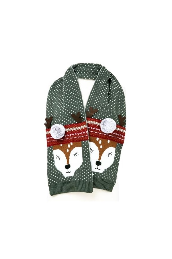 Joe Browns Écharpe tricotée avec Pompon en Forme de cerf Temps Froid, Multicolore, Taille Unique Femme